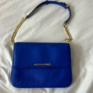 Michael kors blue leather handbag